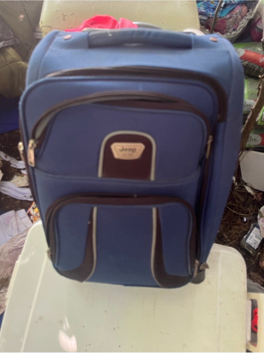 Jeep Blue Travel Suitcase with Front Organizer Pockets
